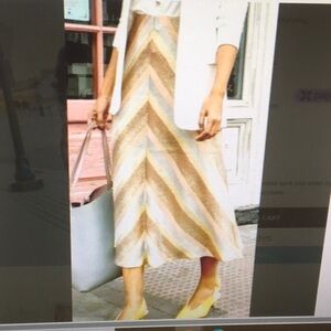 ZARA/SHIMMER METALLIC CHEVRON STRIPE MIDI SKIRT